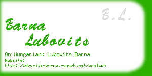 barna lubovits business card